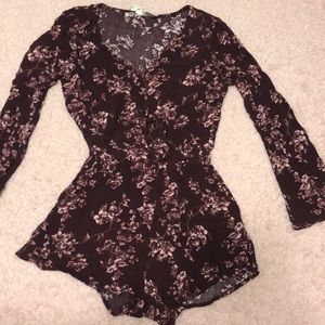 maroon floral romper